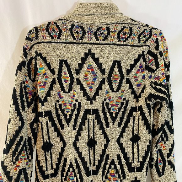 Northern Angel Open Gray Multicolor Aztec Print Cardigan Sweater Women's Size L - Picture 9 of 12